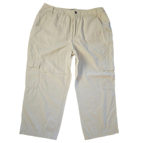 Caribbean Joe White Cargo Capri Cotton Lightweight High Rise Pants Size 12 - Picture 1 of 3